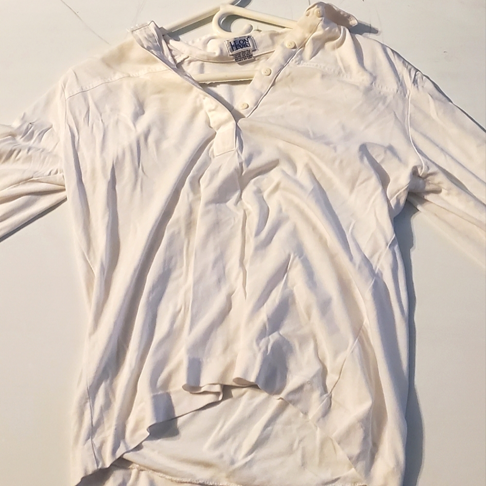 white long sleeved Leon Levin small polo shirt